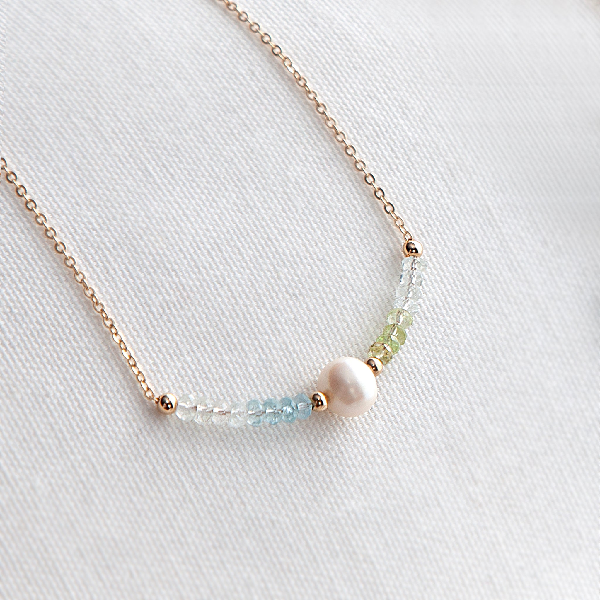 Fresh Water Pearl and Aquamarine Gemstone Pendant|Positively Me Boutique